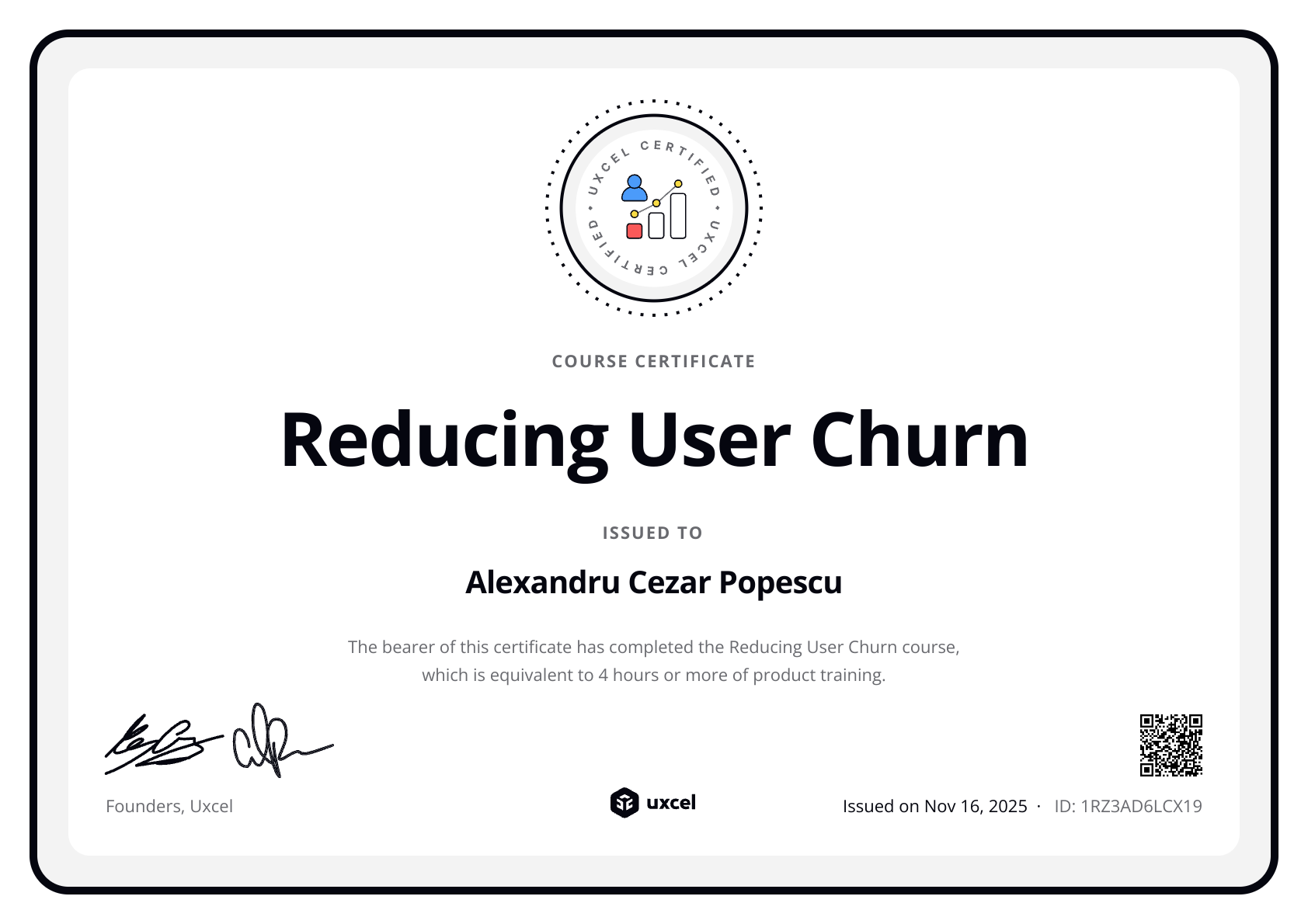 Alexandru Cezar Popescu's certificate